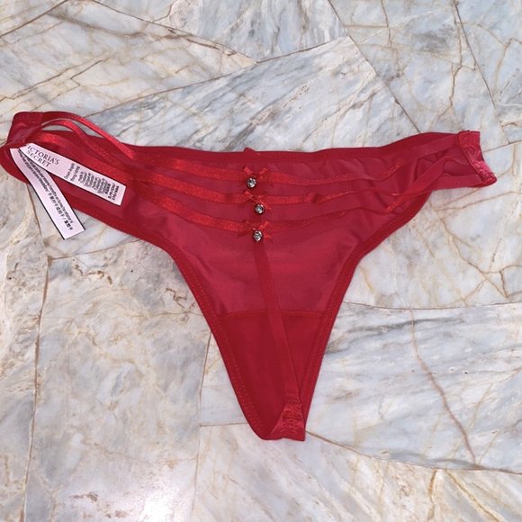 Very Sexy V-string Panties Strappy Triple Strap Thong  Red Jingle Bell Santa - Picture 4 of 7